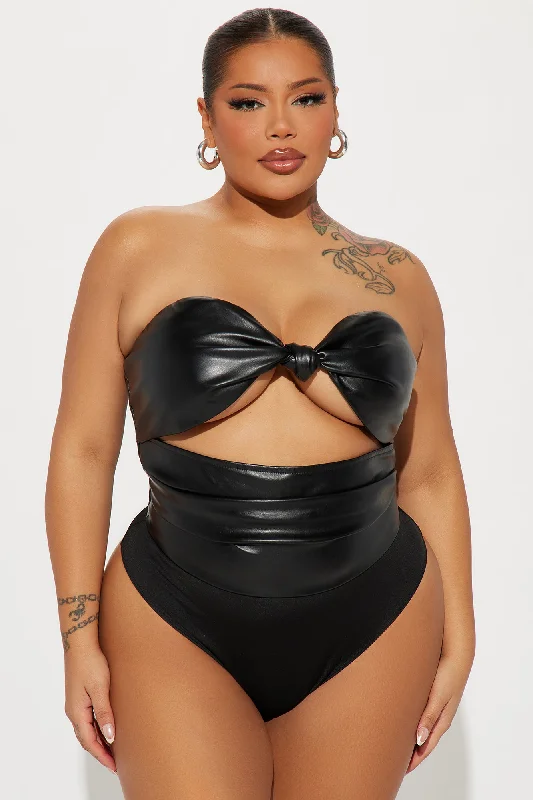 Bitter Sweet Faux Leather Bodysuit - Black