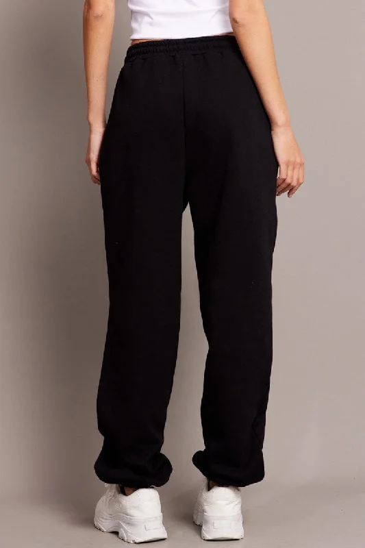 Black Track Pants High Rise