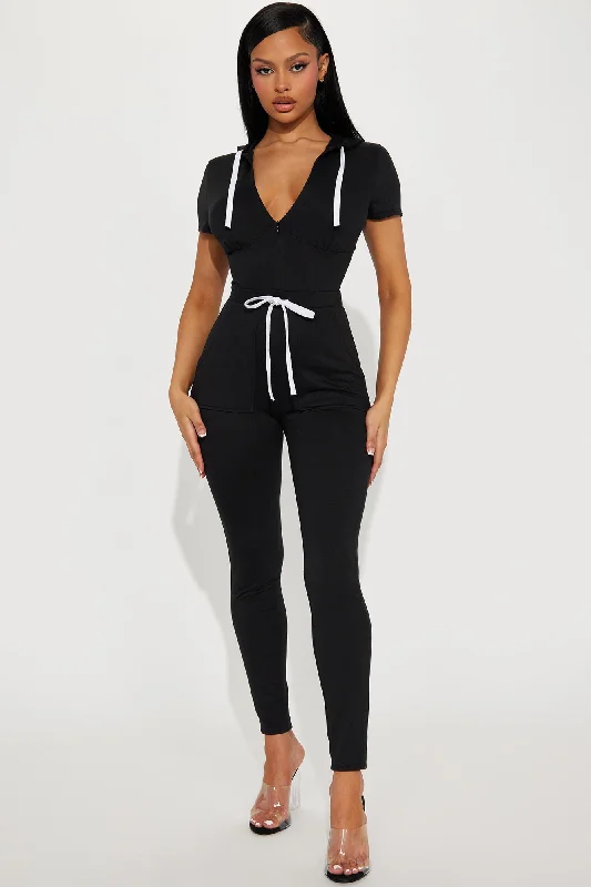 Chill Day Short Sleeve Jumpsuit - Black