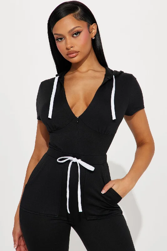 Chill Day Short Sleeve Jumpsuit - Black