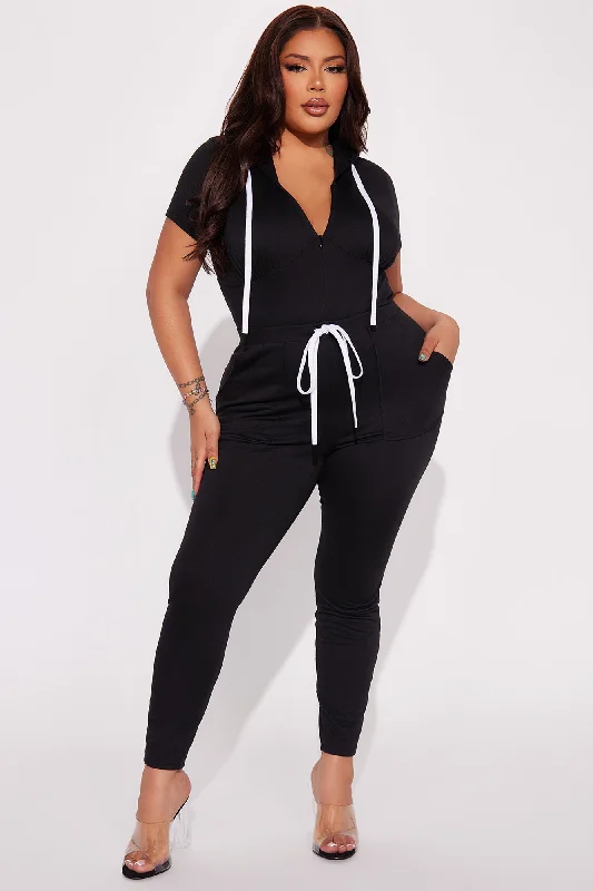 Chill Day Short Sleeve Jumpsuit - Black