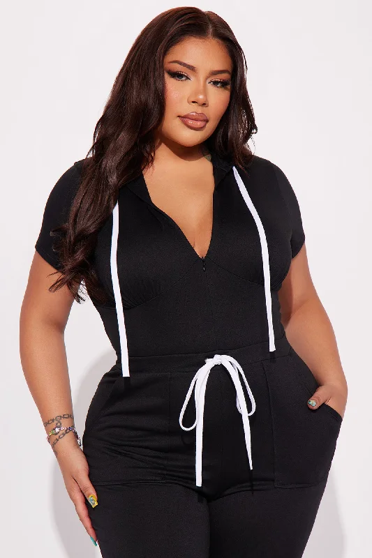 Chill Day Short Sleeve Jumpsuit - Black