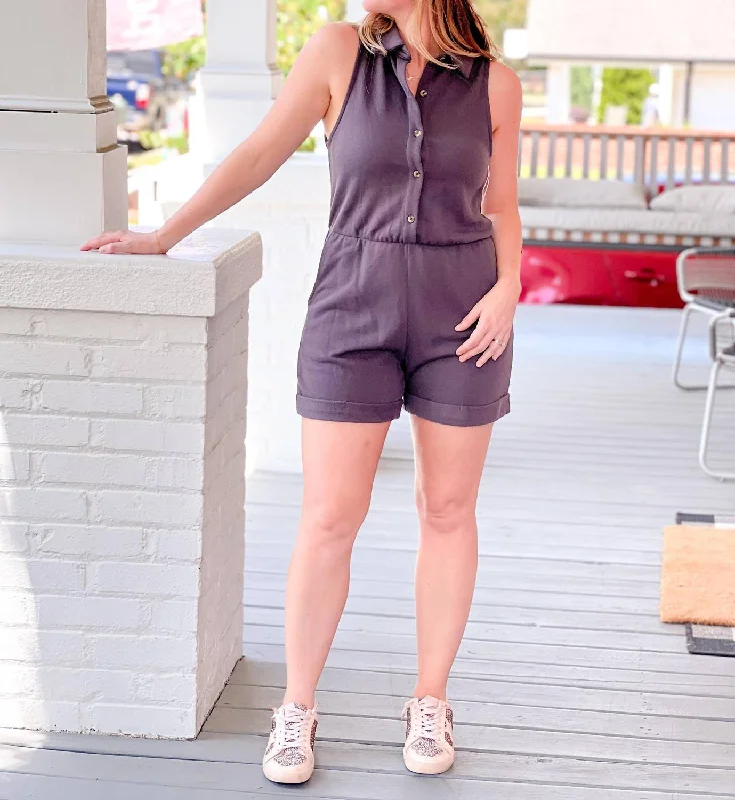 Clarke Romper In Charcoal