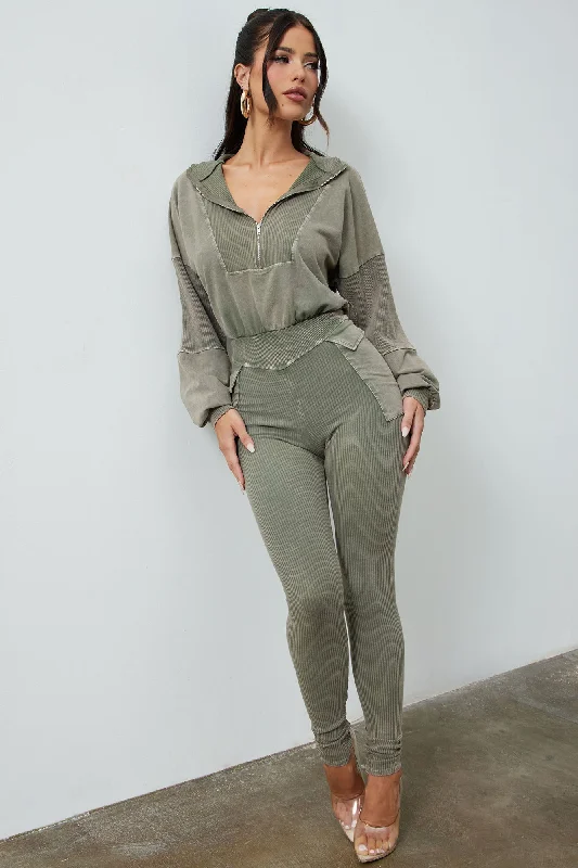 Comfort Club Jumpsuit  - Olive