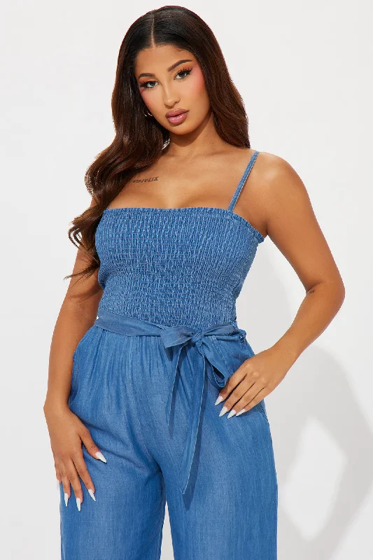 Cristy Chambray Jumpsuit - Medium Wash