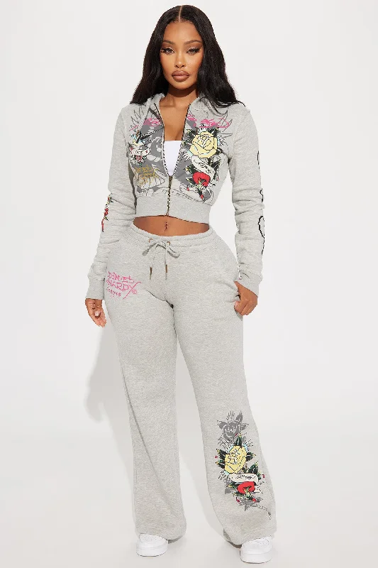 Ed Hardy Rose And Sword Sweatpant - Heather Grey