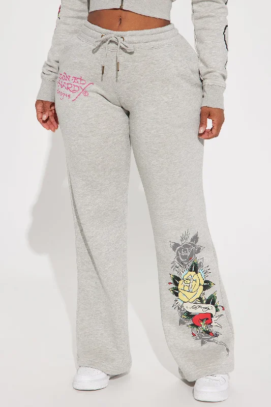 Ed Hardy Rose And Sword Sweatpant - Heather Grey