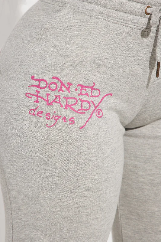 Ed Hardy Rose And Sword Sweatpant - Heather Grey