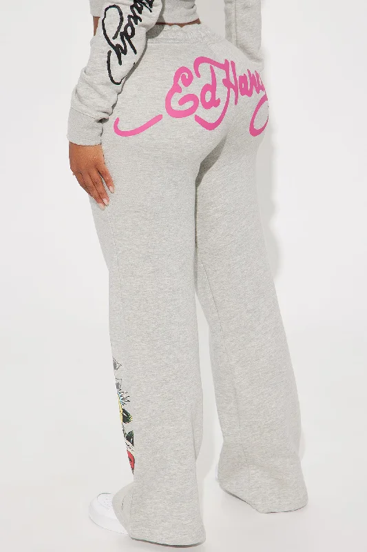 Ed Hardy Rose And Sword Sweatpant - Heather Grey