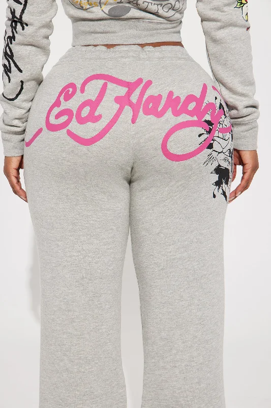 Ed Hardy Rose And Sword Sweatpant - Heather Grey