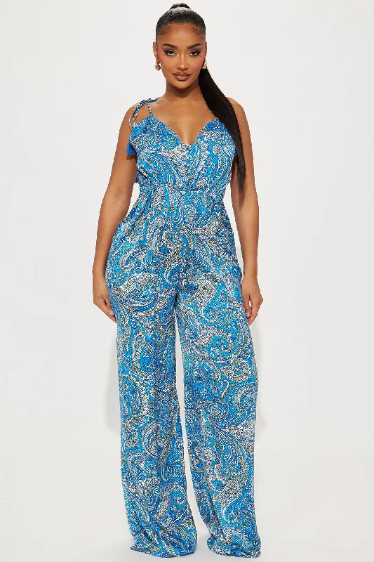 Forever Vacation Satin Jumpsuit  - Blue