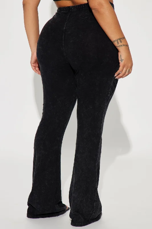 Game Changer Sporty Washed Flared Pant - Black Wash