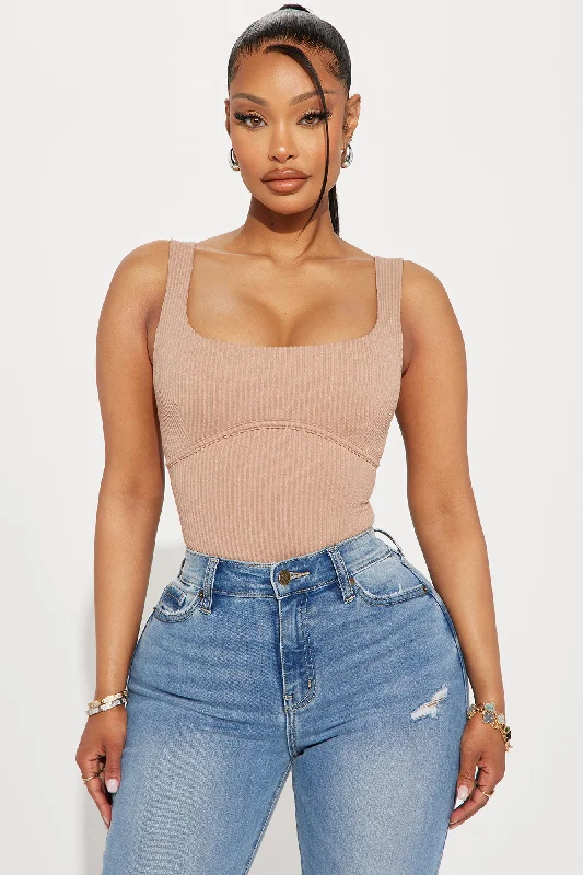 Giulia Ribbed Bodysuit - Mocha