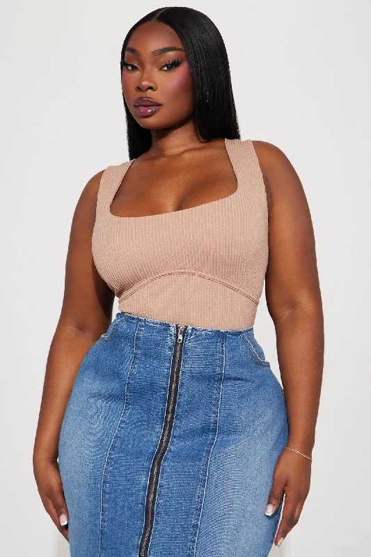 Giulia Ribbed Bodysuit - Mocha