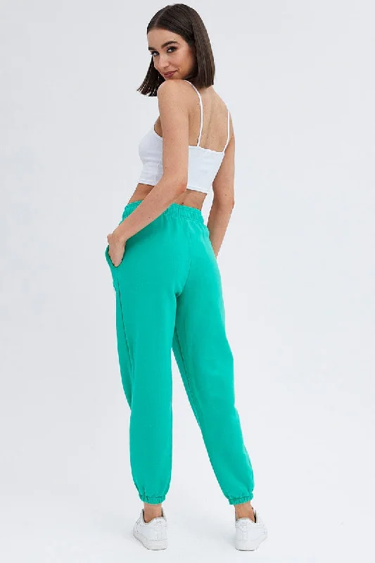 Green Track Pants High Rise Jogger