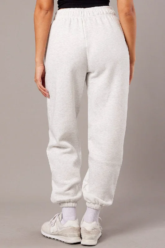 Grey Track Pants High Rise