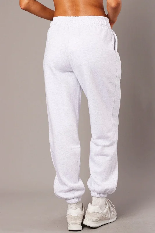 Grey Track Pants High Rise