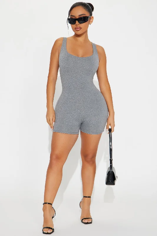 Inde Double Lined Romper - Heather Grey