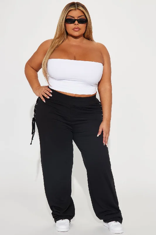 Janay Lace Up Lounge Pant - Black