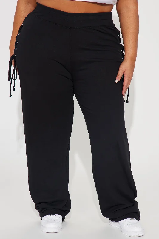 Janay Lace Up Lounge Pant - Black