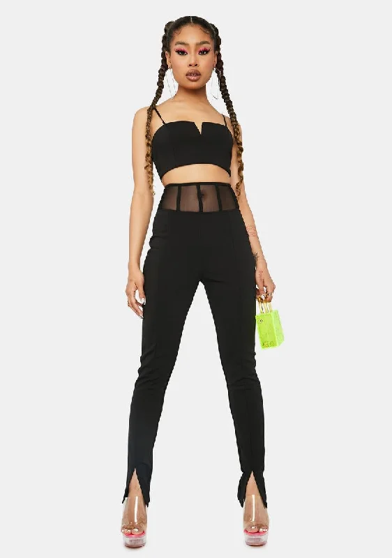 Late Ur Boo Tonight Mesh Panel Pants Set