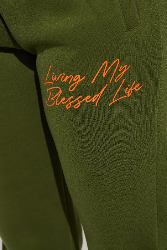 Living My Blessed Life Jogger - Olive