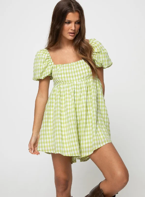 Lorna Check Romper Green