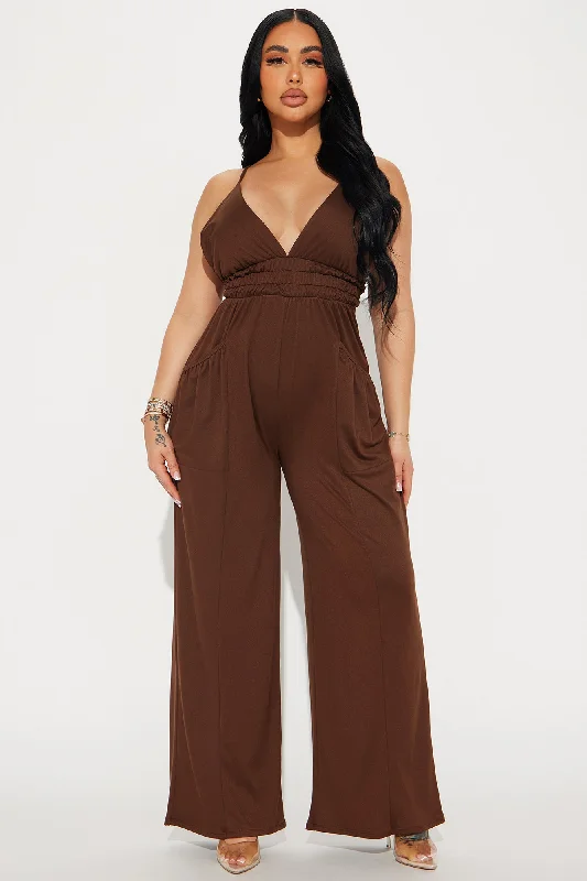 Lounge With Us Jumpsuit  - Brown