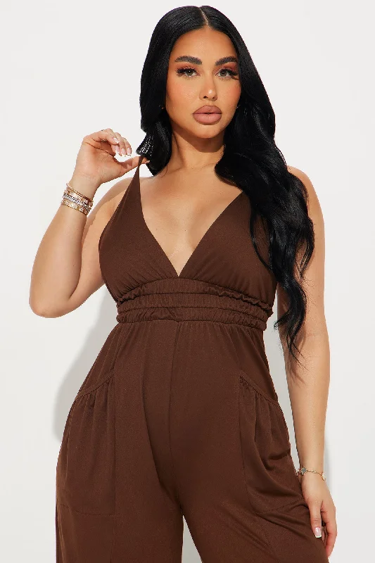 Lounge With Us Jumpsuit  - Brown