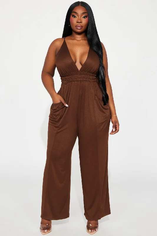 Lounge With Us Jumpsuit  - Brown