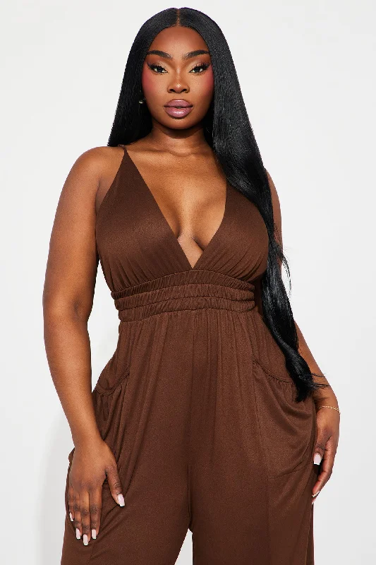 Lounge With Us Jumpsuit  - Brown