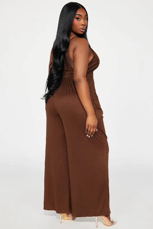 Lounge With Us Jumpsuit  - Brown