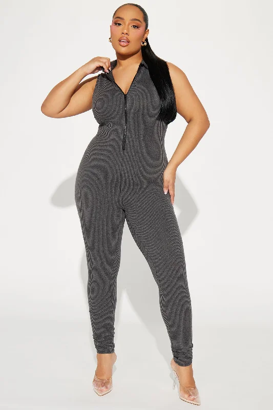 Love Lounge Ribbed Jumpsuit - Charcoal