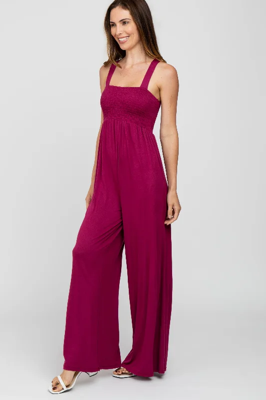 Magenta Sleeveless Wide Leg Jumpsuit