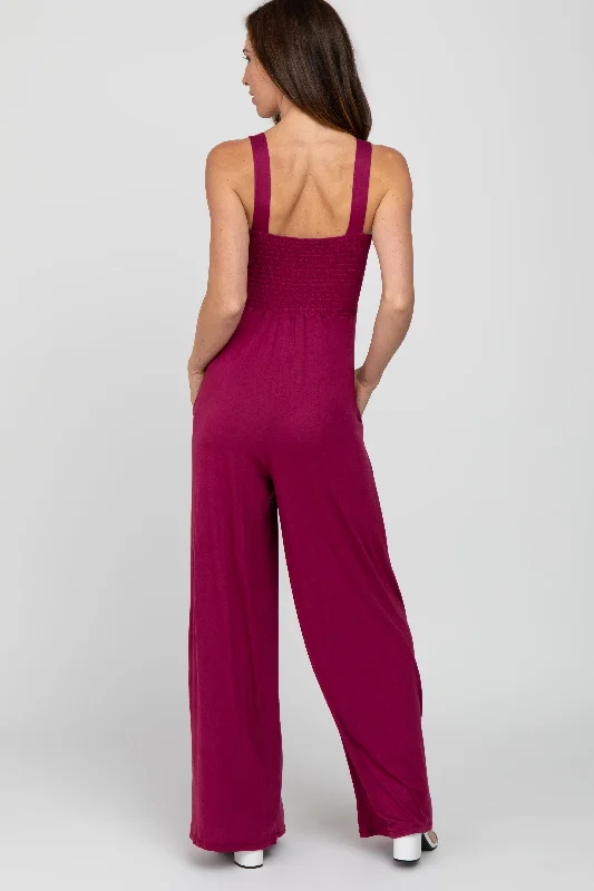 Magenta Sleeveless Wide Leg Jumpsuit