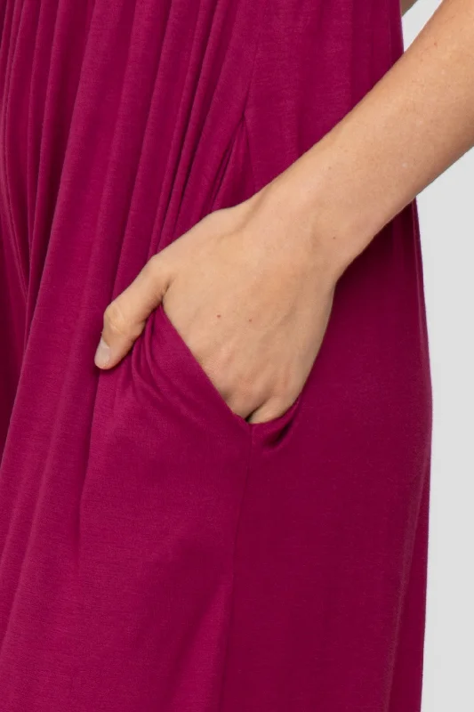 Magenta Sleeveless Wide Leg Jumpsuit