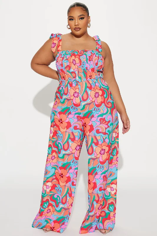 Match The Vibes Jumpsuit - Red/combo