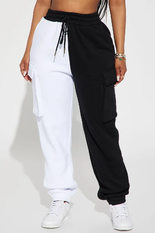 Melinda Color Block Lounge Jogger - Black/White