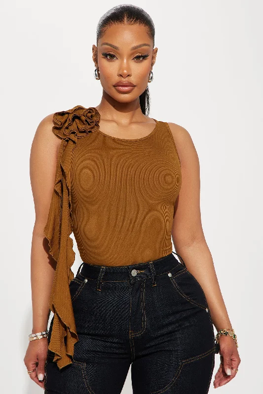 Most Popular Ribbed Bodysuit - Brown