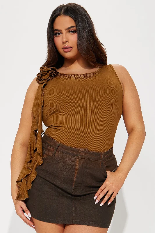 Most Popular Ribbed Bodysuit - Brown