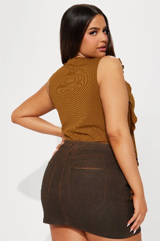 Most Popular Ribbed Bodysuit - Brown