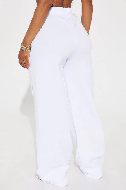 New York Embroidered Wide Leg Pant - White