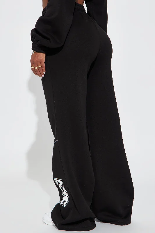 NYC Contrast Piping Wide Leg Pant - Black