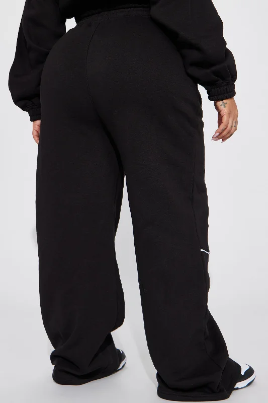 NYC Contrast Piping Wide Leg Pant - Black