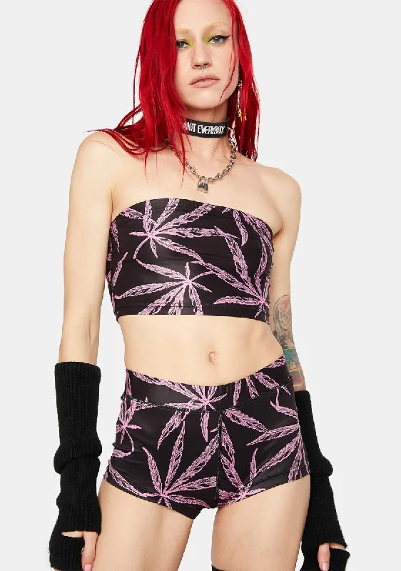 Pink Weed Boob Tube Set