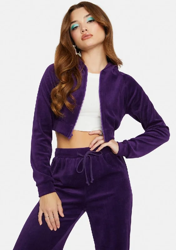 Plum Y2K Dreams Velour Tracksuit