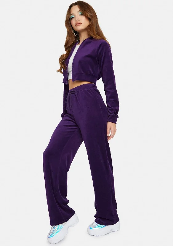 Plum Y2K Dreams Velour Tracksuit