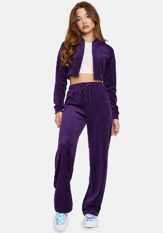 Plum Y2K Dreams Velour Tracksuit