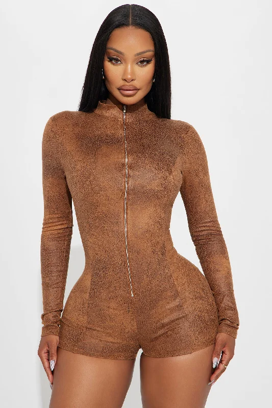 Show You A Good Thing Romper - Cognac