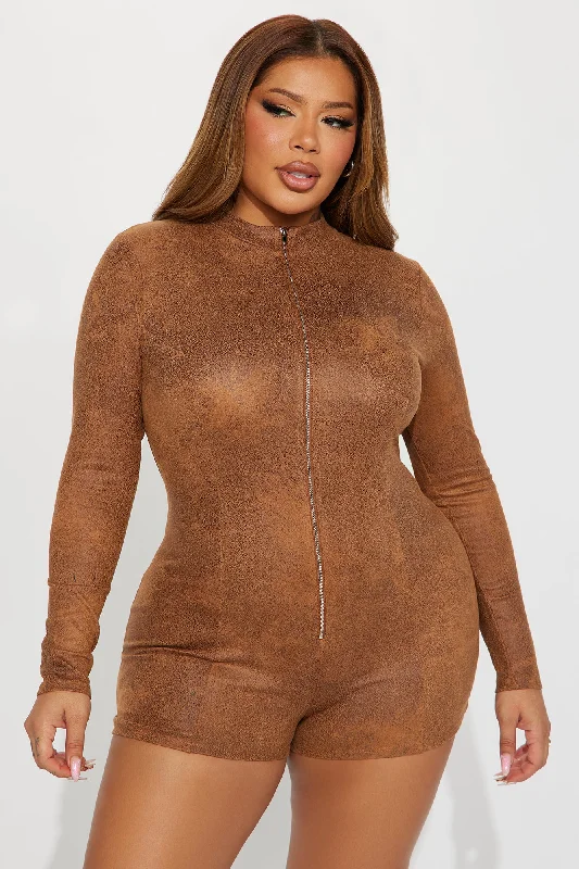 Show You A Good Thing Romper - Cognac